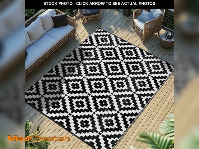 Lot 74-14208532 - Favoyard Outdoor Rug 5x8 ft Waterproof Reversible Patio Plastic Straw Rugs for Decor Clearance Outsi...