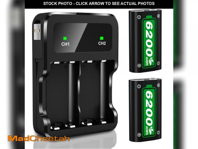 Lot 74-12311734 - Ponkor Rechargeable Battery Packs for Xbox Series X|S/Xbox One, 2 x 6200 mWh Batteries with High-Spe...