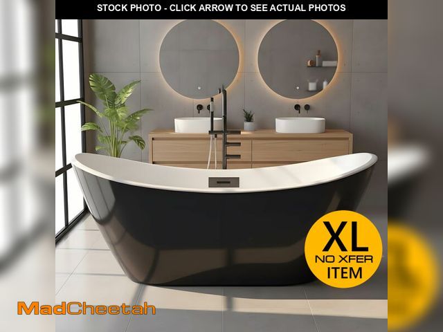 Lot 74-12693005 - Freestanding Bathtubs 59 Inch Ã¢â¬â Acrylic Soaking Tub with Chrome Drain, Black and White Stand ...