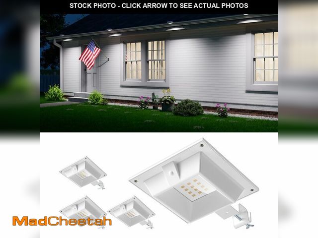 Lot 74-14263792 - 4 Pack White Solar Powered Gutter Lights Outdoor Decorative Waterproof 12 LEDs Yard Lamp for Lightin...