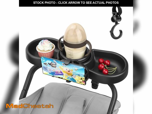 Lot 74-13966505 - Universal Stroller Snack Tray, 4 in 1 Stroller Tray Attachment with Cups Phone Holder for Baby Toddl...