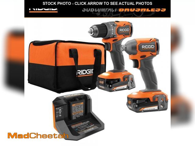 Lot 74-12032420 - RIDGID 18V SubCompact Brushless 2-Tool Combo Kit with Drill/Driver, Impact Driver, (2) 2.0 Ah Batter...