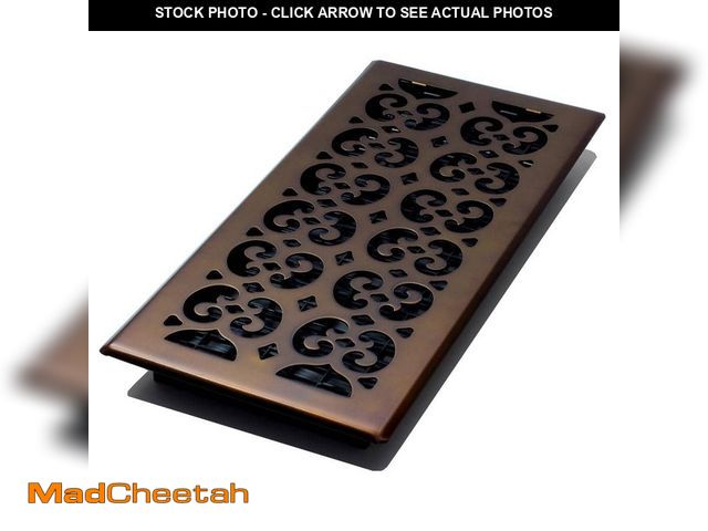 Lot 74-12893594 - Decor Grates 6 in. x 14 in. Scroll Rub Bronze Floor Register - UNUSED