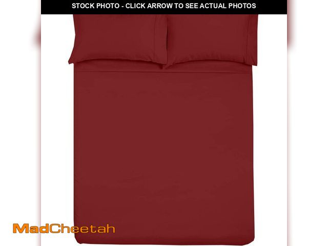 Lot 74-12705704 - Shreem Linen Microfiber RV Sheet Sets, 60x75 Short Queen, Burgundy Solid - Fits Mattresses up to 8 I...