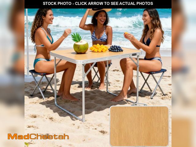 Lot 74-12801053 - FUNDANGO Yellow Camping Folded Card Table 2.4ft Small Folding Card Table 7.5lbs Ultra Lightweight Po...