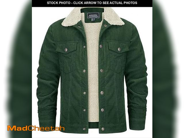 Lot 74-11010666 - ZAFUL Men's Fleece-lined Corduroy Jacket with Pocket Long Sleeve Lapel Shearling Collar Button-Front...