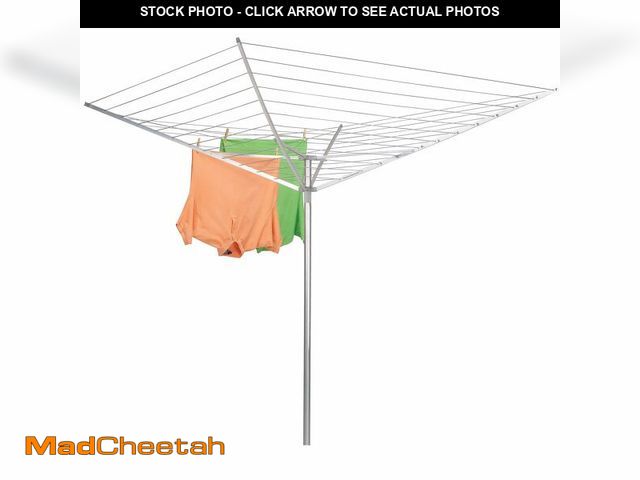 Lot 74-14612705 - Household Essentials Collapsible Umbrella Clothesline Outdoor Dryer in Aluminum Arms and Steel Post,...