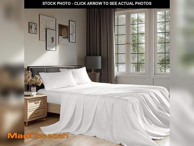 Lot 74-12051785 - REDASW 100% Egyptian Cotton Sheets King Size 4 Pcs Sheet Sets 1200 Thread Count 16" Deep Pocket Fitt...