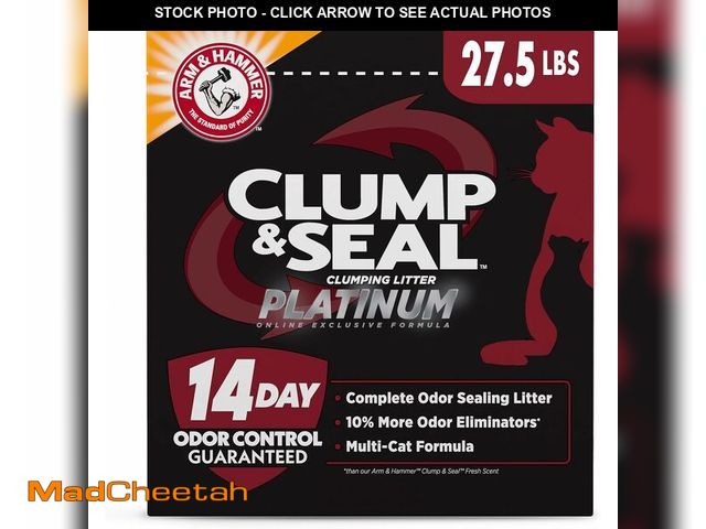 Lot 74-14067045 - ARM &amp; HAMMER Clump &amp; Seal Platinum Cat Litter, Multi-Cat, 14-Day Odor Control, Rock-Hard Clu...