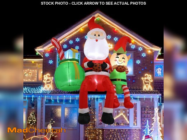 Lot 74-13709839 - InfleasJoiy 10FT Three Elks Pulling Santa Claus on a Sleigh Christmas Decoration with Built-in LED L...