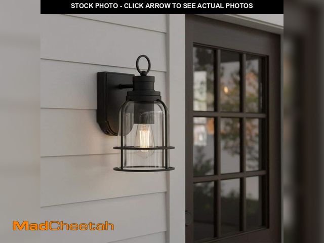 Lot 74-14223355 - Quoizel Camberly 12.13 in. Matte Black Motion Sensing Dusk to Dawn Outdoor Hardwired Wall Lantern Sc...