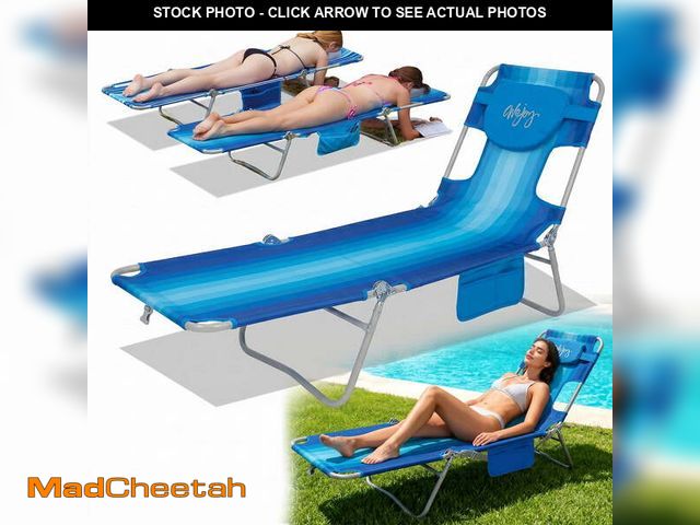 Lot 74-14309541 - WEJOY Beach Chaise Lounge Chair, Folding Reclining Chair with Face &amp; Arm Hole, Tanning Chaise 5-...