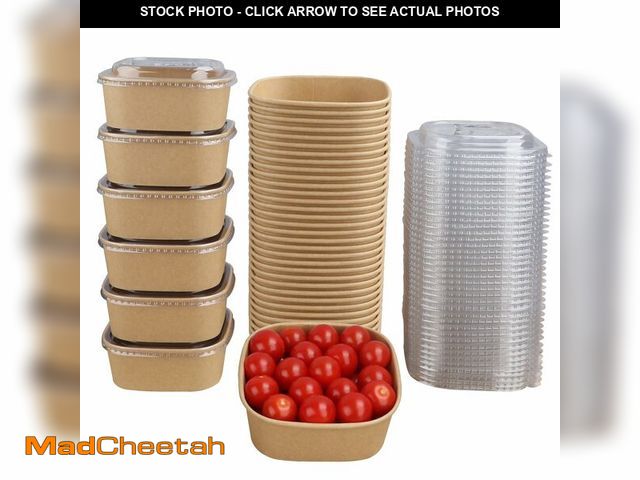 Lot 74-14210000 - JAYEEY 17 oz Disposable Kraft paper bowls with lids,Food containers Soup Bowls Party Supplies Treat ...