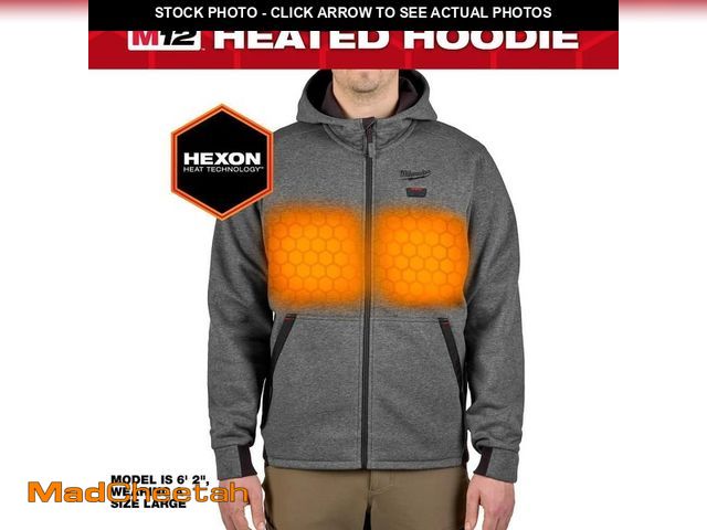 Lot 74-13131024 - Milwaukee Men's X-Large M12 12-Volt Lithium-Ion Cordless Gray Heated Jacket Hoodie Kit - UNUSED
