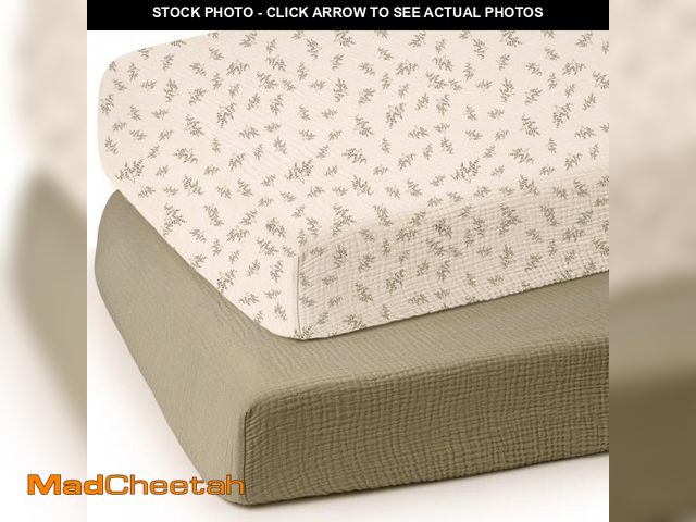Lot 74-12438945 - lulumoon Baby Muslin Crib Sheets - Toddler Cotton Fitted Crib Sheets Neutral for Boys and Girls 2Pac...