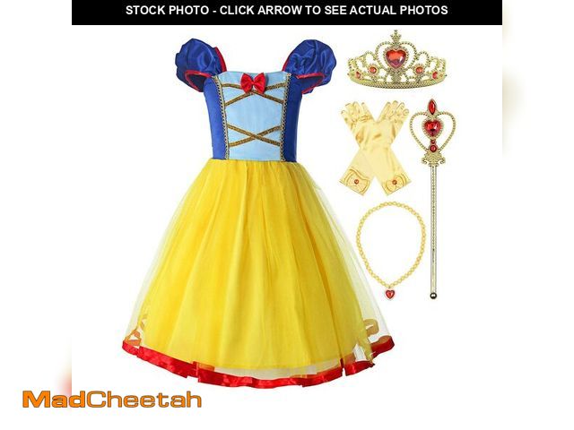 Lot 74-14271723 - ReliBeauty Girls Elastic Waist Backless Princess Dress Costume with Accessories Yellow, 6-7/140 - UN...