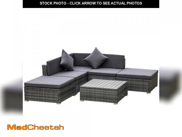 Lot 74-12430659 - Outsunny 6-Piece Patio Furniture Sets PE Rattan Wicker Outdoor Sectional Sofa Set Conversation Sets ...