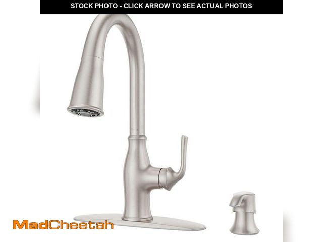 Lot 74-13513263 - Pfister Rosslyn Single Handle Pull Down Sprayer Kitchen Faucet with Deckplate Included in Spot Defen...