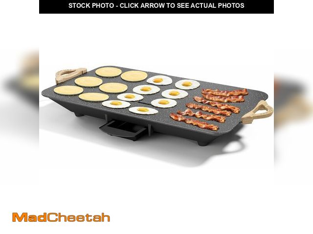 Lot 74-12695389 - BBQ Masters 12x20 Inch Electric Griddle - 1700W Quick &amp; Even Heating, ILAG Granite Nonstick Coat...