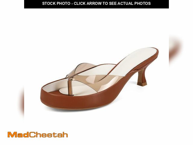 Lot 74-14295450 - CAGLGLZ Clear Jelly Kitten Heel Thong Sandals for Women Low Heels Flip Flops Open Toe Slide Sandals ...