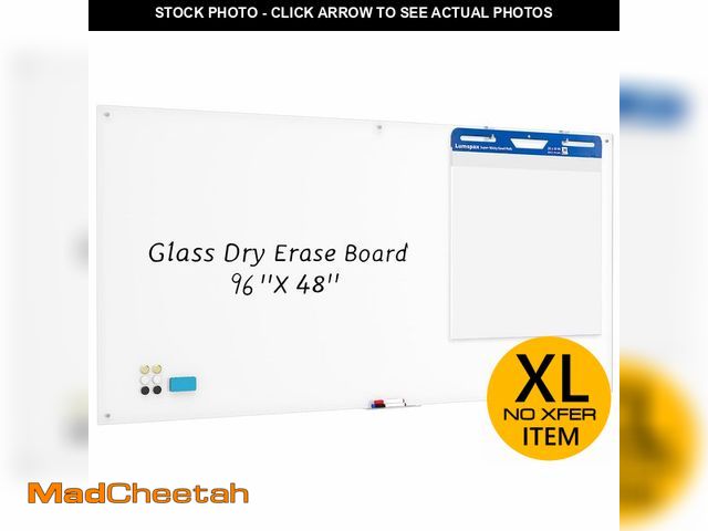 Lot 74-13120743 - Lumspax 0.3mm Reinforced Metal Backing Glass White Board for Wall, 96" x 48" Extra Large Magnetic Pu...