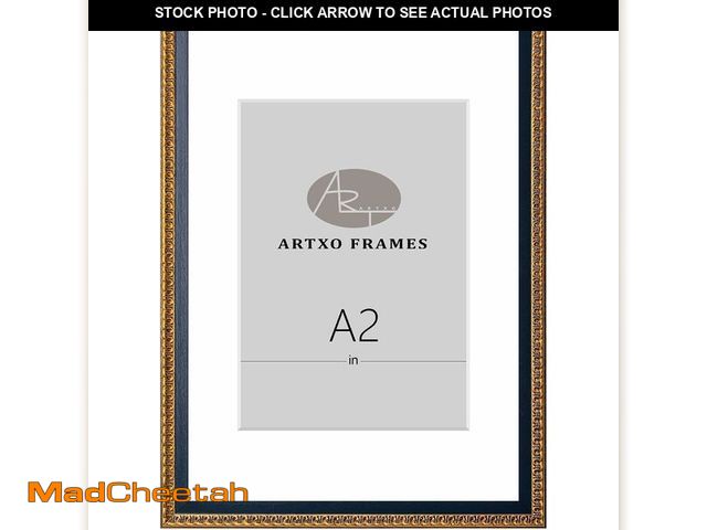 Lot 74-13835517 - ArtXO A2 Picture Frame Wooden, Display Pictures A3 with Mat or A2 Without Mat,Gold Ornate Frame Post...
