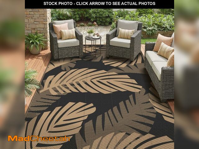 Lot 74-14147770 - GENIMO Waterproof Outdoor Rug 5' x 8' for Patio Decor, Reversible Plastic Straw Area Rugs for Campin...