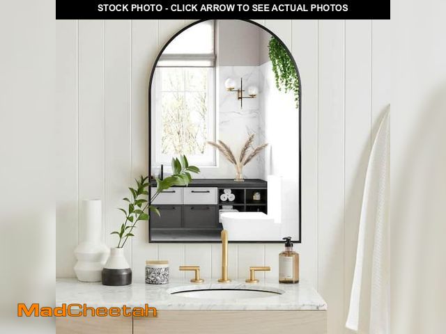 Lot 74-12531212 - Hochwertiges 20 in. W x 30 in. H Arched Black Aluminum Alloy Framed Wall Mirror Decorative Wall Mirr...