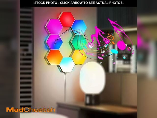Lot 74-13572483 - Music Sync Hexagon Lights, Vcwtty Smart LED Wall Lights 10 Pack, 13 Colors Modular Assembled RGB Wal...