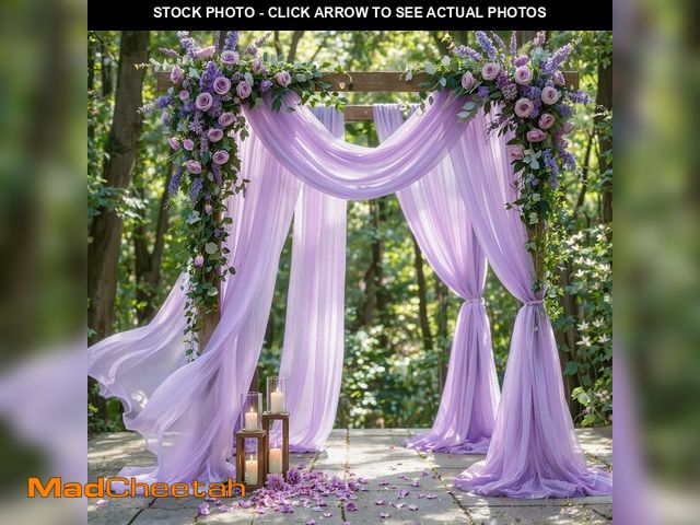 Lot 74-14303778 - Wedding Arch Draping Fabric, 2 Panels 30" x 20Ft Lavender Sheer Curtain Drapes Extra Wide &amp; Long...