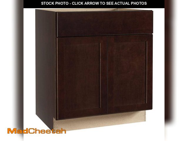 Lot 74-12992794 - Hampton Bay Shaker 30 in. W x 24 in. D x 34.5 in. H Assembled Base Cabinet in Java - UNUSED
