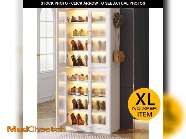 Lot 74-13740093 - BYBLIGHT 66.93 in. H x 24.8 in. W White 24-Pairs Tall Shoe Storage Cabinet, 8-Tier Shoe Rack with Do...