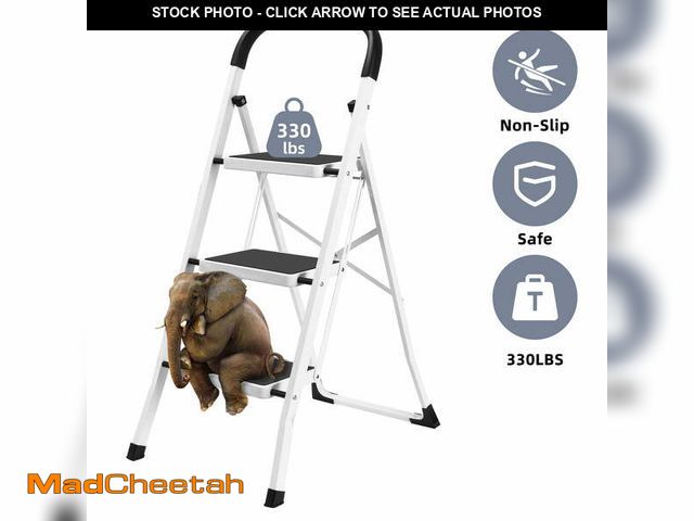 Lot 74-14072051 - spanspace 3 Step Folding Ladder, Portable Lightweight Folding Step Stool with Handgrip, Wide Anti-Sl...