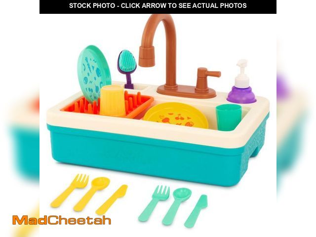 Lot 74-12536925 - (MISSING SOAP DISPENSER) Battat Splash &amp; Sparkle Sink Plastic Real Faucet and Magic Dishes, Todd...