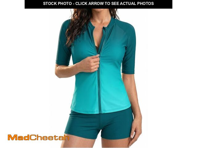 Lot 74-14433830 - Women 2 Piece Rash Guard Swimsuit Short Sleeve Swim Shirt with Shorts - UNUSED