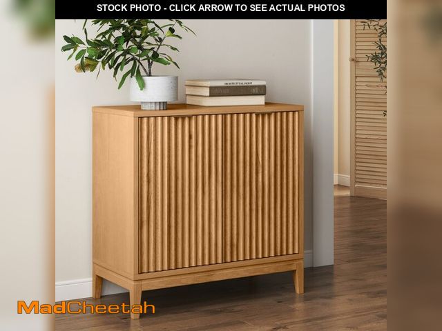 Lot 74-12572611 - Nathan James Jasper Wood Modern Sideboard Accent Storage Cabinet with Fluted Doors, for Kitchen or L...