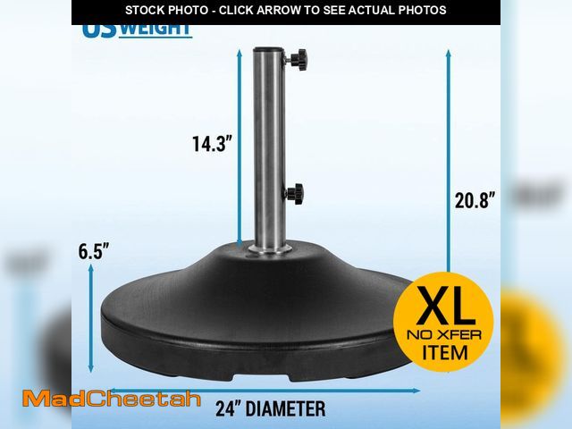 Lot 74-14361039 - US Weight 120 lbs. Fillable Capacity Round Free Standing Patio Umbrella Base in Black - UNUSED