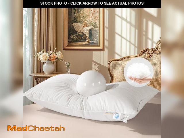Lot 74-11547800 - Canadian White Goose Down Pillow Queen Size,900+ Fill Power Soft Side Sleeper Pillow for Sleeping Ne...