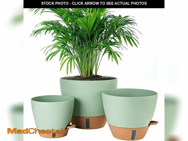 Lot 74-14208582 - Fielda 8/10/12 Inch Self Watering Pots for Indoor/Outdoor Plants - Large Plastic Planter with Draina...