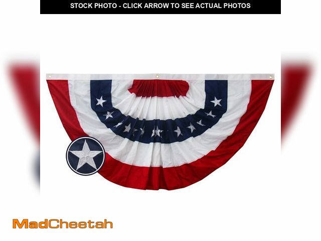 Lot 74-14145521 - Bradford American Bunting USA Flag 4x8 ft Outdoor, Embroidered Pleated Fan Bunting Flags with 3 Bras...