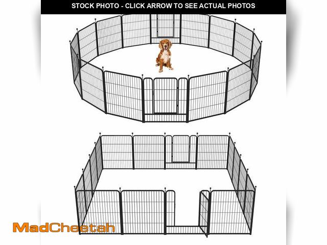 Lot 74-12803614 - Barebones 16-Panel 32" High Dog Playpen, Heavy Duty Portable Pet Fence with Easy Access Door Panel -...