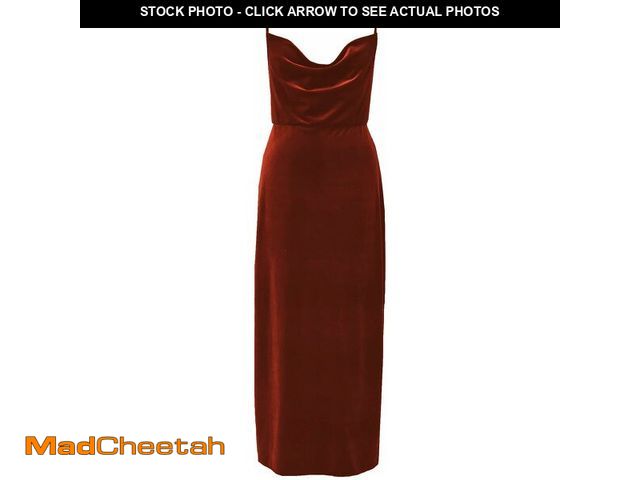 Lot 74-14351241 - Taylor Women's Velvet Spaghetti Strap Slip Midi Dress, Paprika - UNUSED