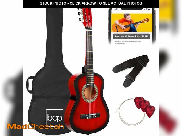 Lot 74-12889893 - Best Choice Products 30in Kids Acoustic Guitar Beginner Starter Kit w/ Strap, Case, Strings - Redbur...