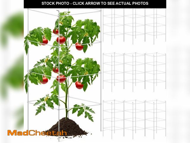 Lot 74-13067543 - Tanlade Metal Square Tomato Cages for Garden 46 x 18 Inches Heavy Duty Tomato Support Stakes Silver ...