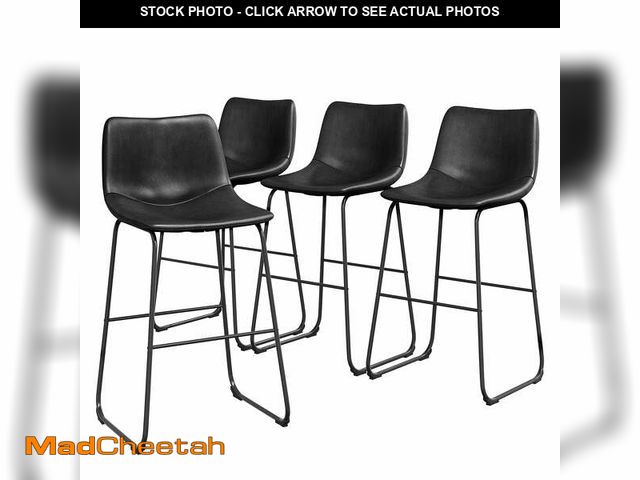 Lot 74-13681213 - Waleaf Counter Height Barstool with Back, PU Leather, Black (Set of 4) - UNUSED
