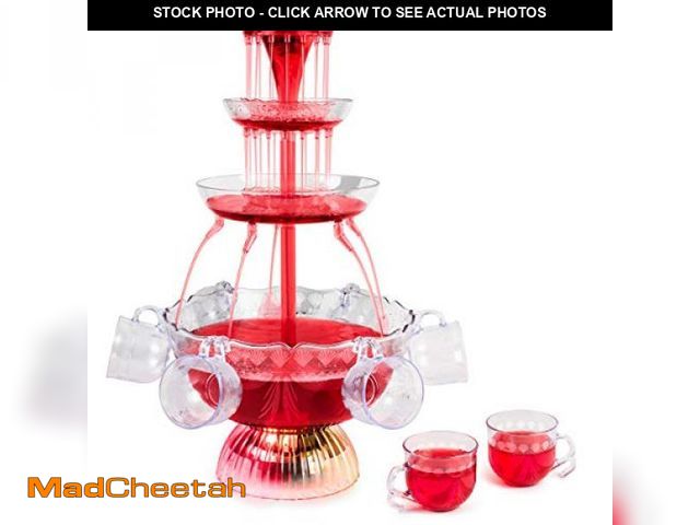 Lot 74-12510391 - Nostalgia LPF230 3-Tier Lighted Party Fountain, Holds 1.5 Gallons, LED Lighted Base, Includes 8 Reus...