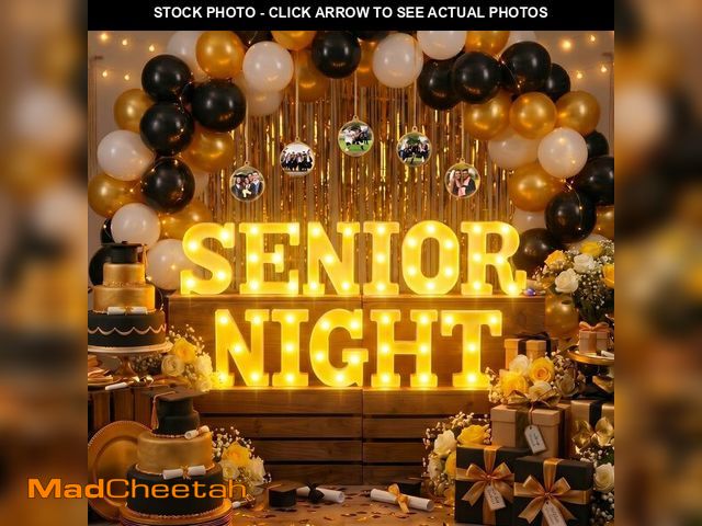 Lot 74-14298018 - Honoson 11 Pcs Senior Night Party Decorations Senior Night Letter LED Lights Sign Neon Marquee Light...