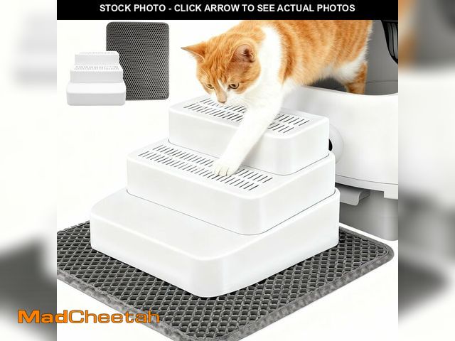 Lot 74-14272734 - SummitGO Adjustable 3 Steps Litter Box Ramp with Litter Mat, Cat Litter Box Step with Litter Trapper...