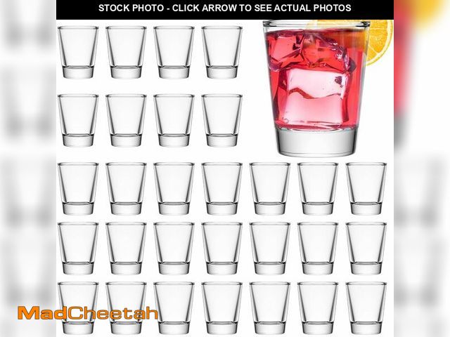 Lot 74-14382959 - Mfacoy 30 Pack Shot Glasses Set with Heavy Base, 1.6 oz Clear Shot Glasses Bulk, Small Whiskey Shot ...