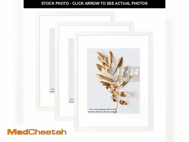 Lot 74-12437198 - Hogaryo 11x14 Picture Frame White 3 Pcs set can Display 8x10 Picture with Mat or 11x14 Without Mat o...